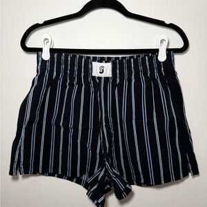 Men's Striped Black and White Athletic Shorts